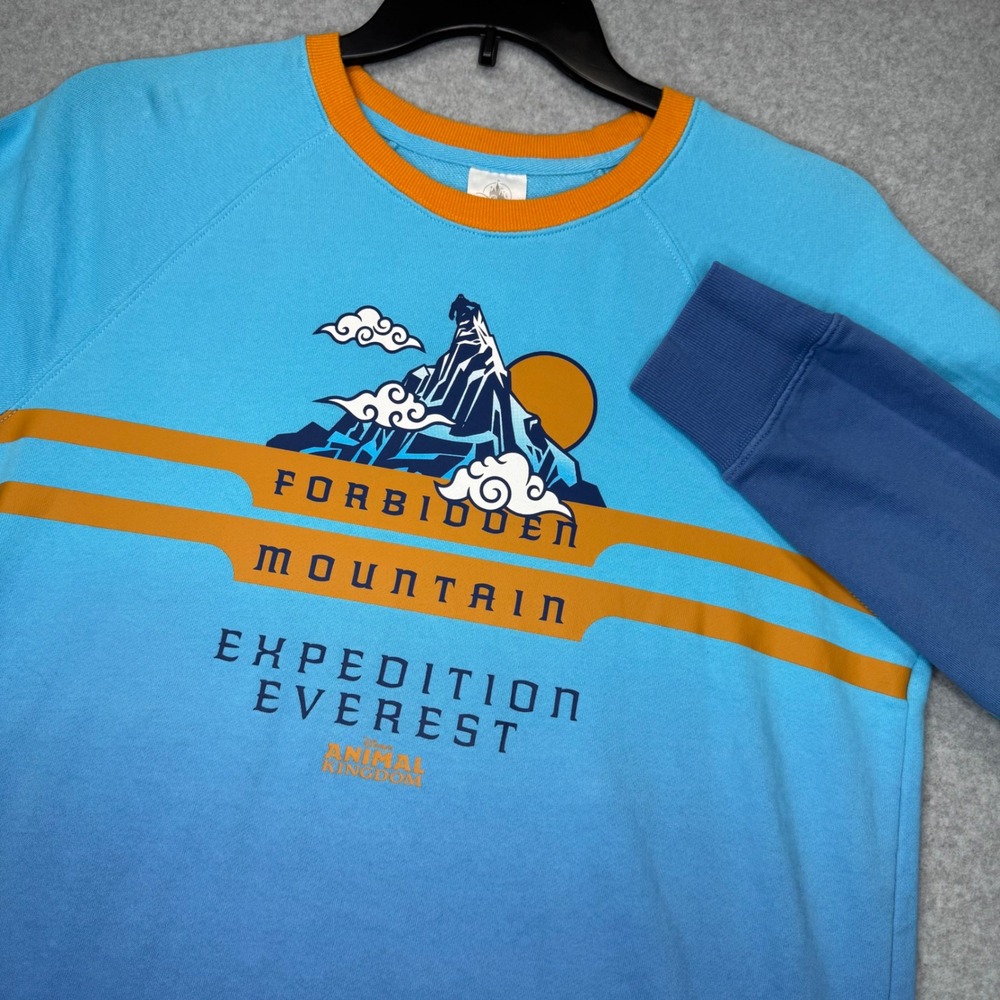 Disney Expedition Everest Sweatshirt Adult M Blue Ombre Forbidden Mountain